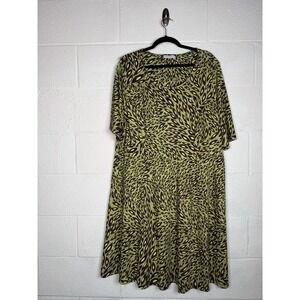 Spruce & Sage Women's 3X Retro Abstract Mod Green Purple Stretch Dress